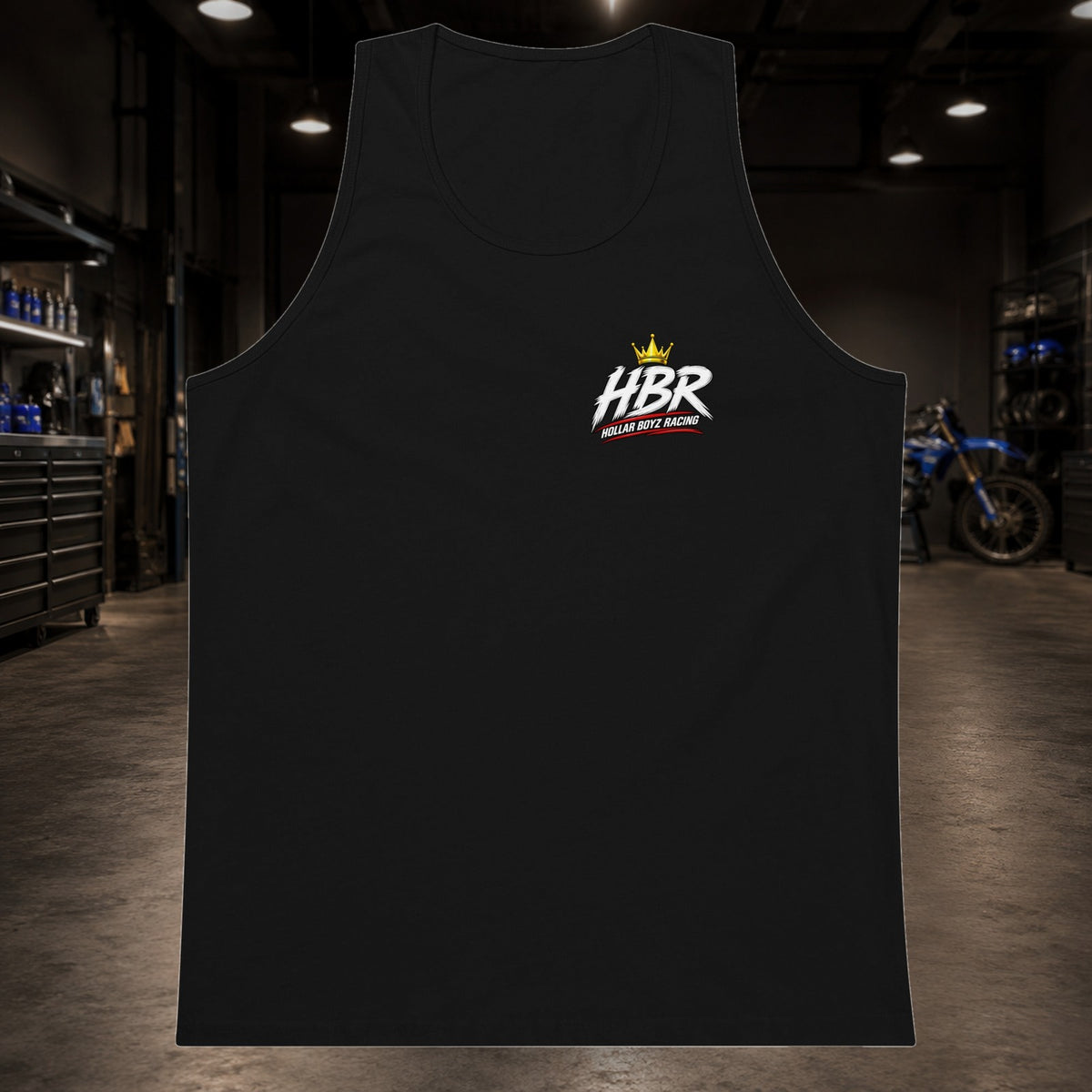 Hollar Built — HBR Black Logo Tank - Front Only — realistic HBR garage product view