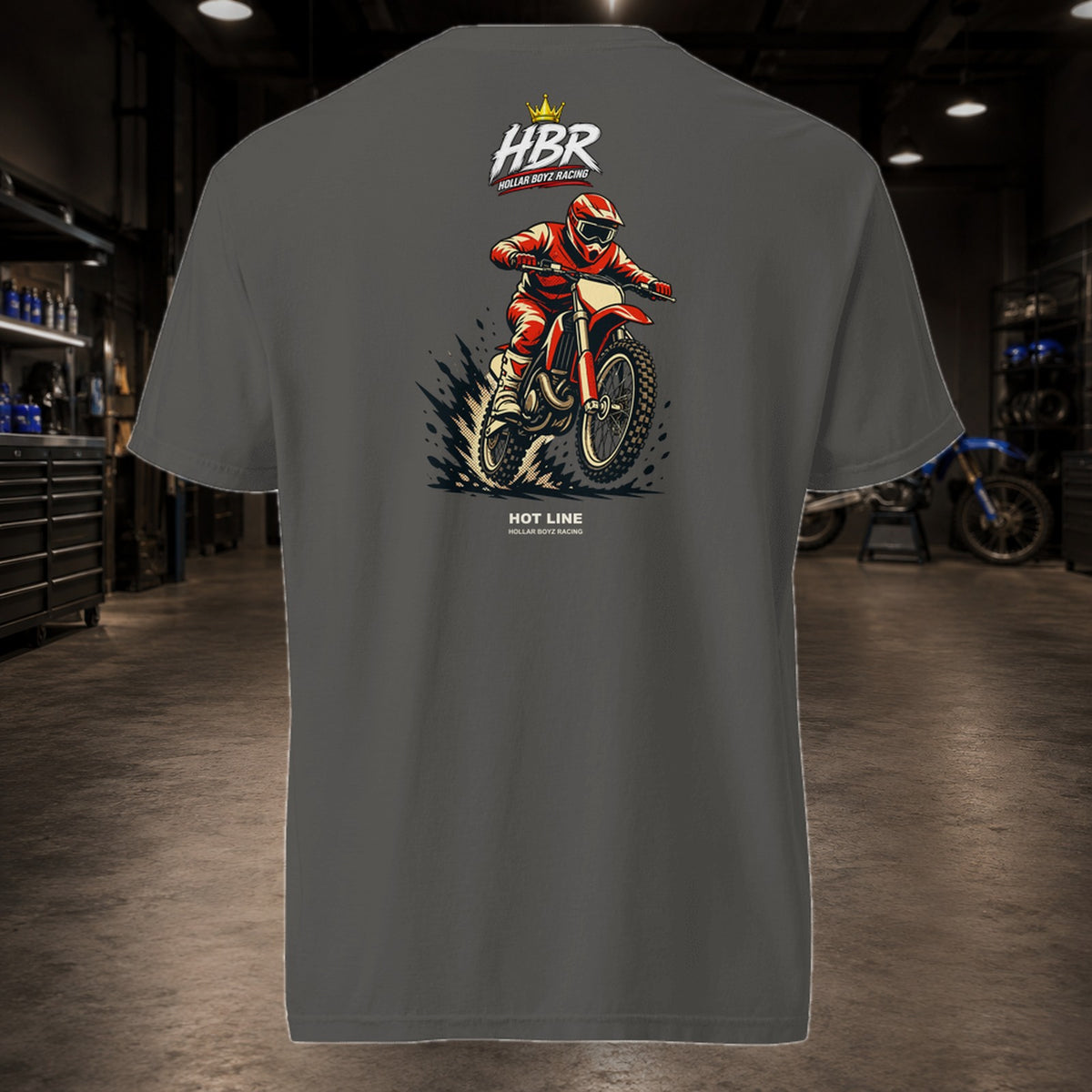 HBR HOT LINE — Redline Heavyweight Tee — realistic HBR garage product view
