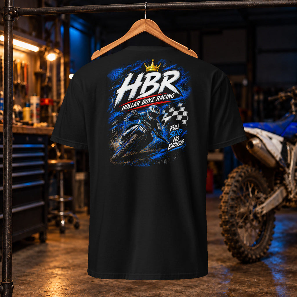 Hollar Built — HBR Crown Logo Tee - Black — black back, approved artwork; garage product mockup