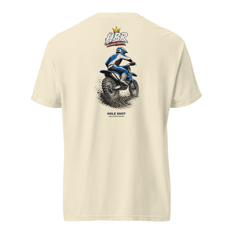 HBR HOLE SHOT — Roost Line Heavyweight Tee — Ivory, back view