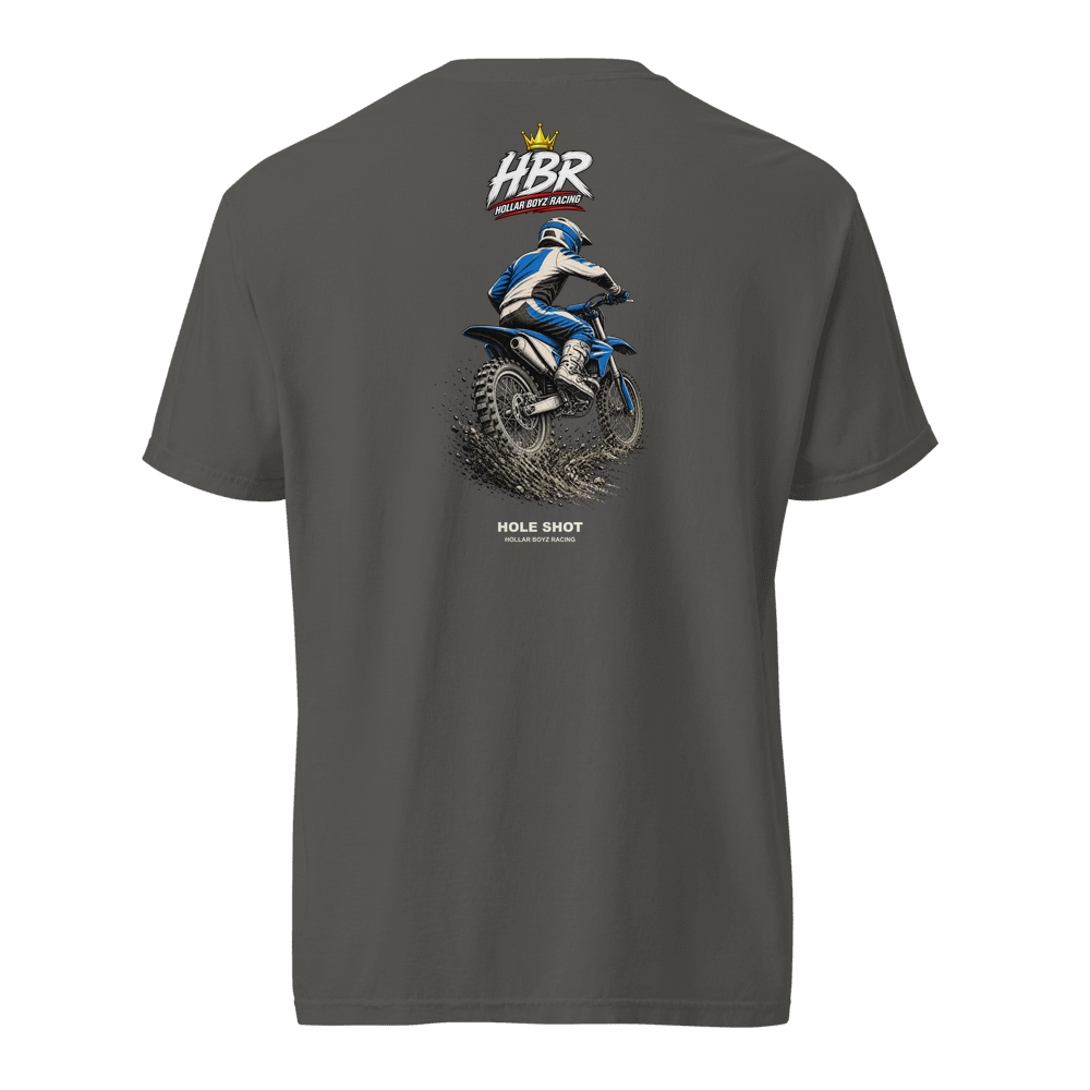 HBR HOLE SHOT — Roost Line Heavyweight Tee — Pepper, back view