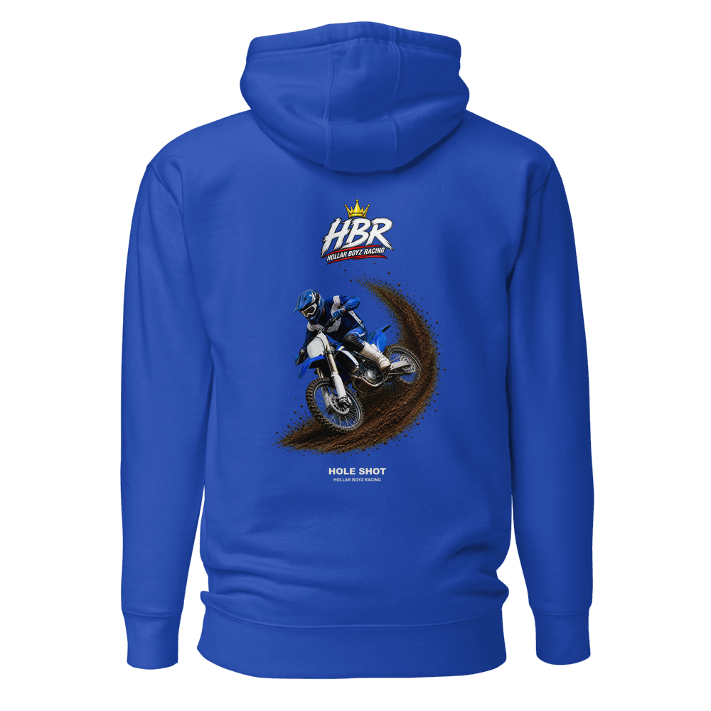 HBR HOLE SHOT — Berm Attack Hoodie — Team Royal, back view