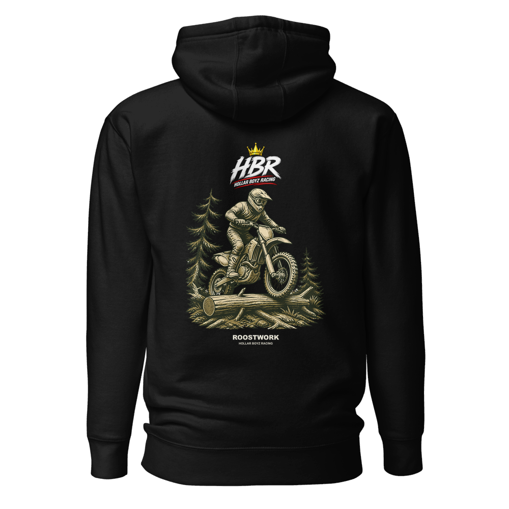 HBR ROOSTWORK — Root Line Hoodie — Black, back view