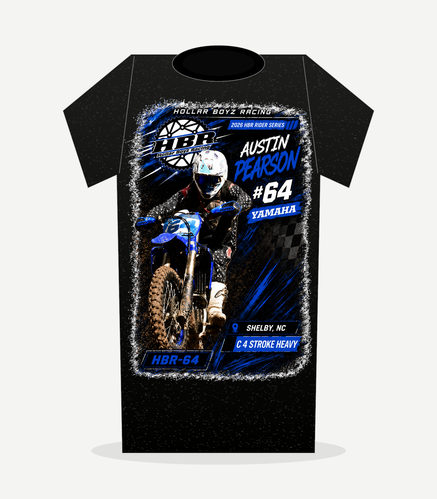 HBR Austin Pearson #64 Rider Tee black back mockup