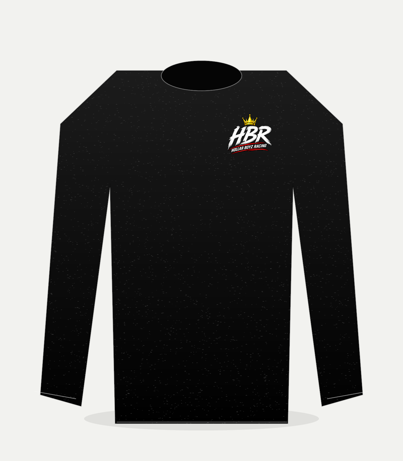 Front view of black HBR premium crewneck with left-chest logo