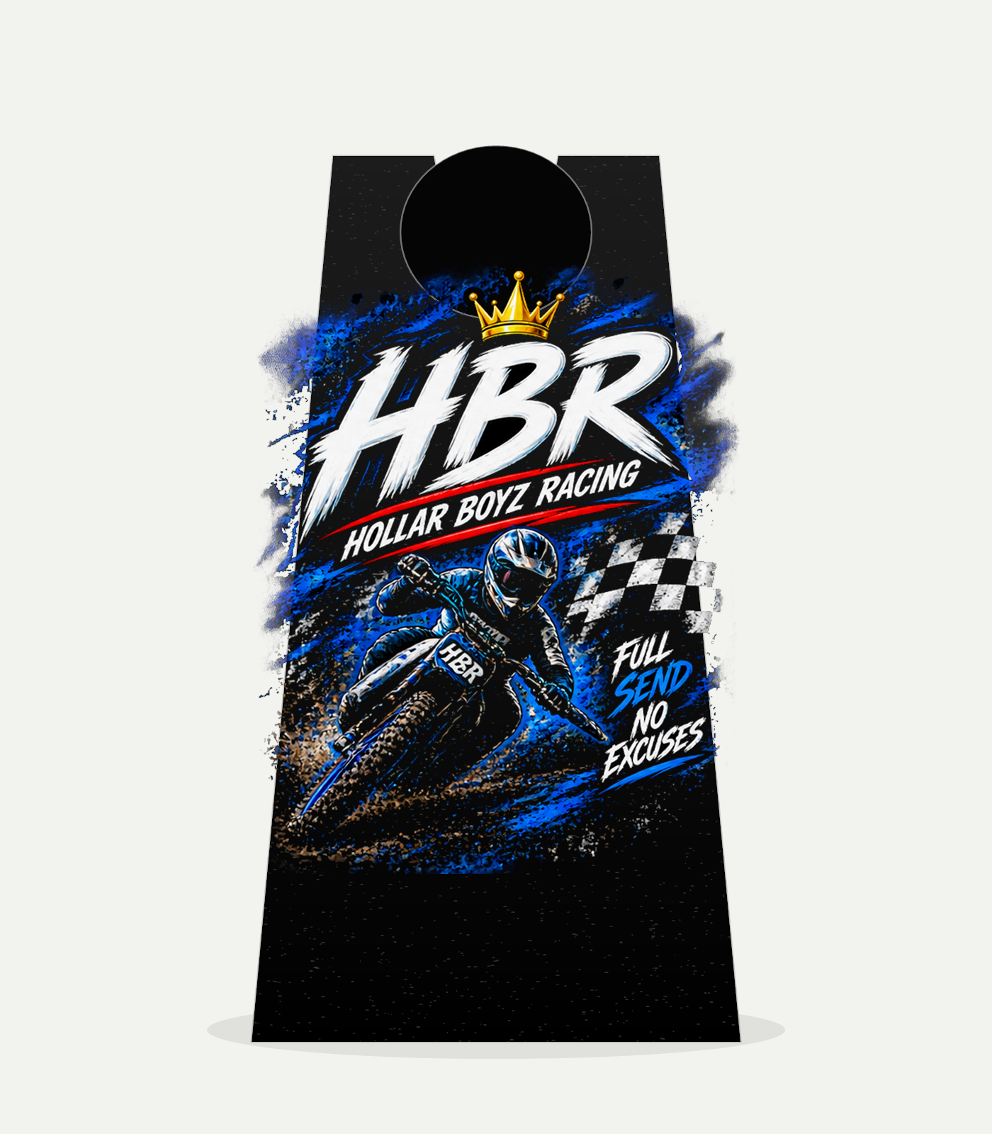 Back view of black HBR premium tank with full Hollar Boyz Racing graphic