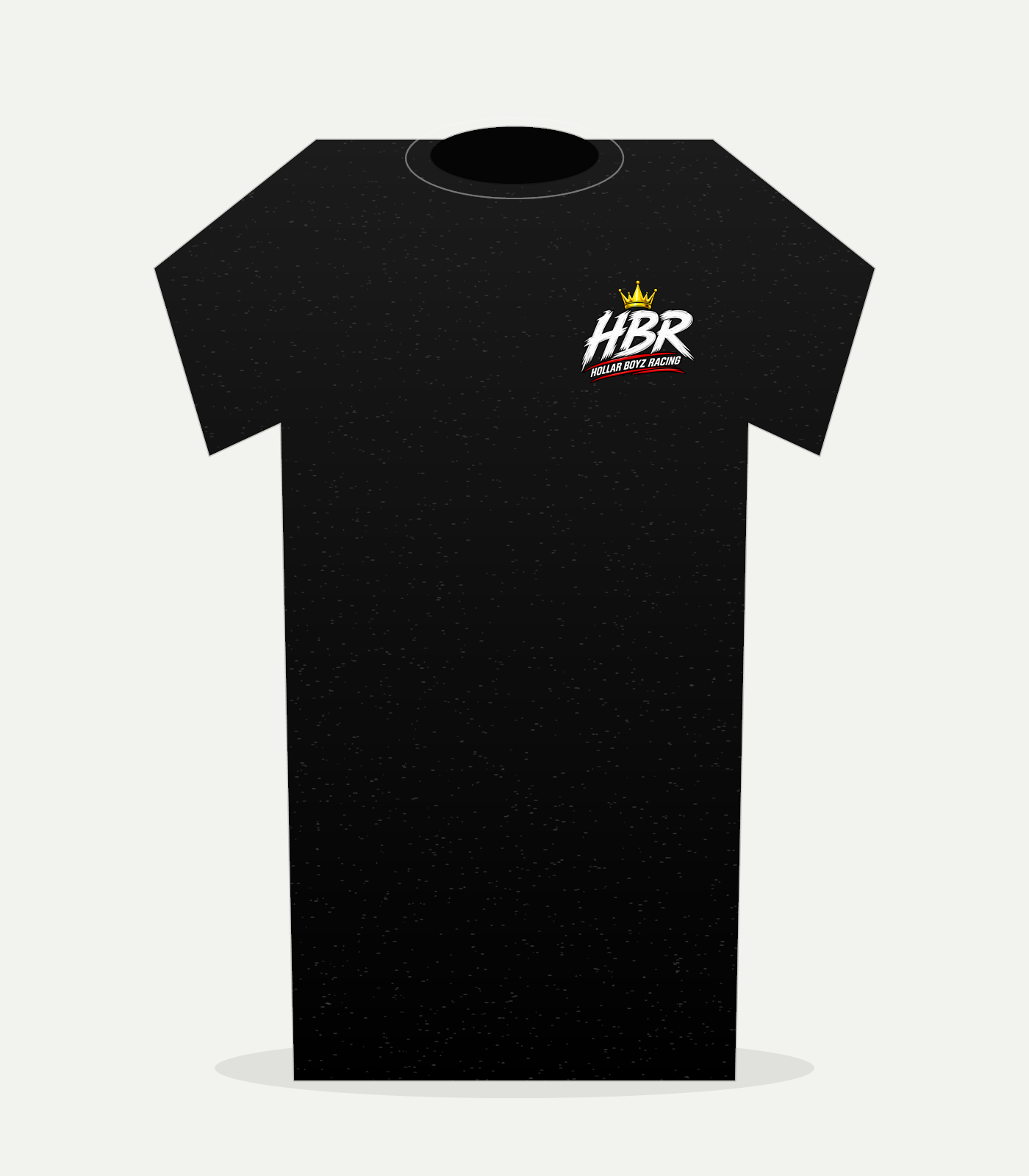 Front view of black HBR Base Brand tee with left-chest logo