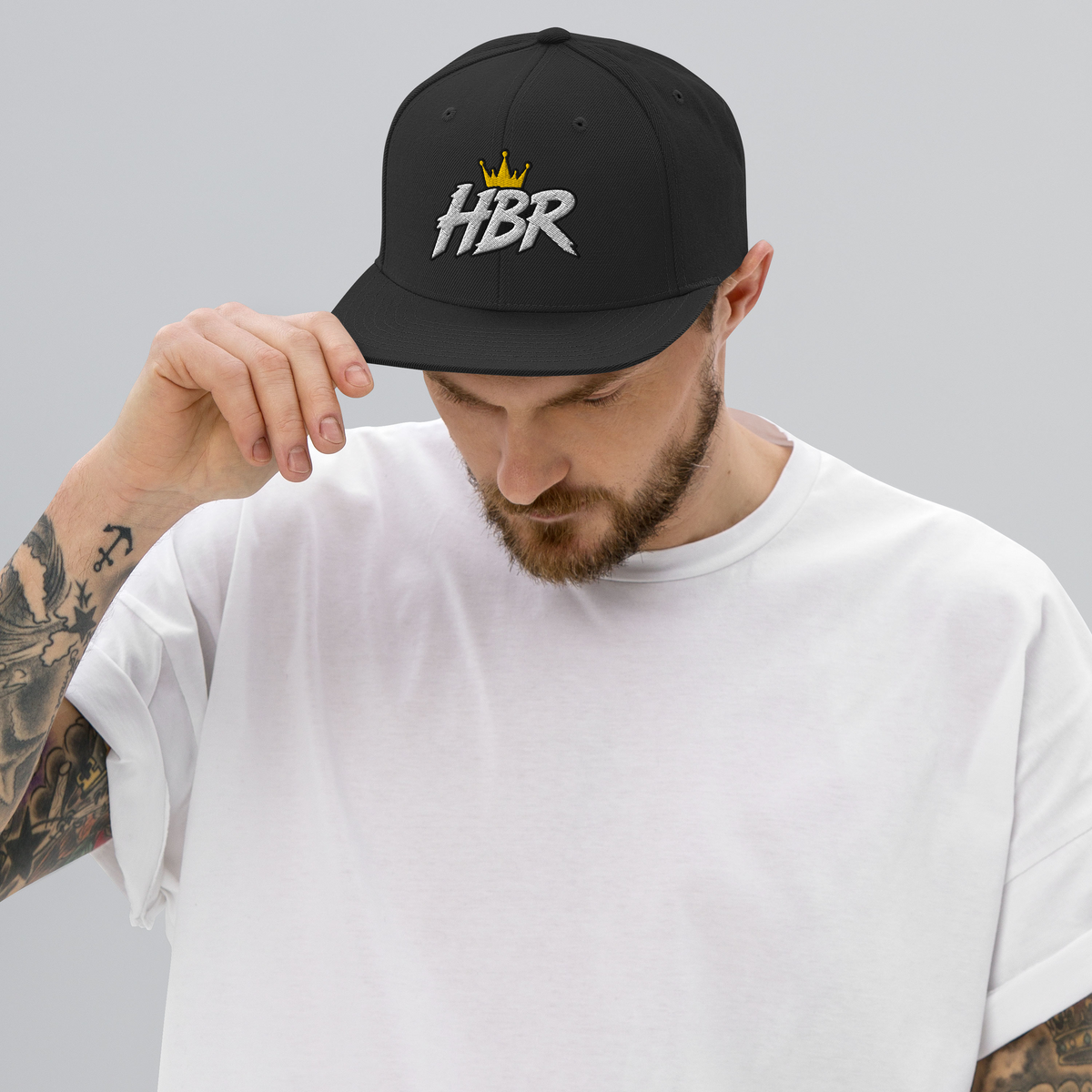 HBR crown logo snapback live model view