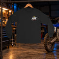 Hollar Built HBR Graphic Long Sleeve Black front — original artwork, garage hanger mockup