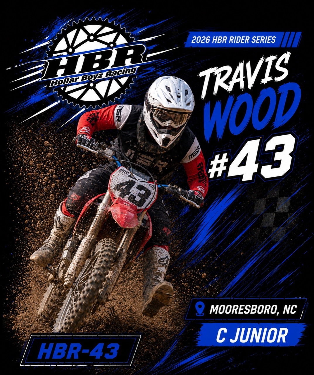 HBR Travis Wood #43 approved rider artwork